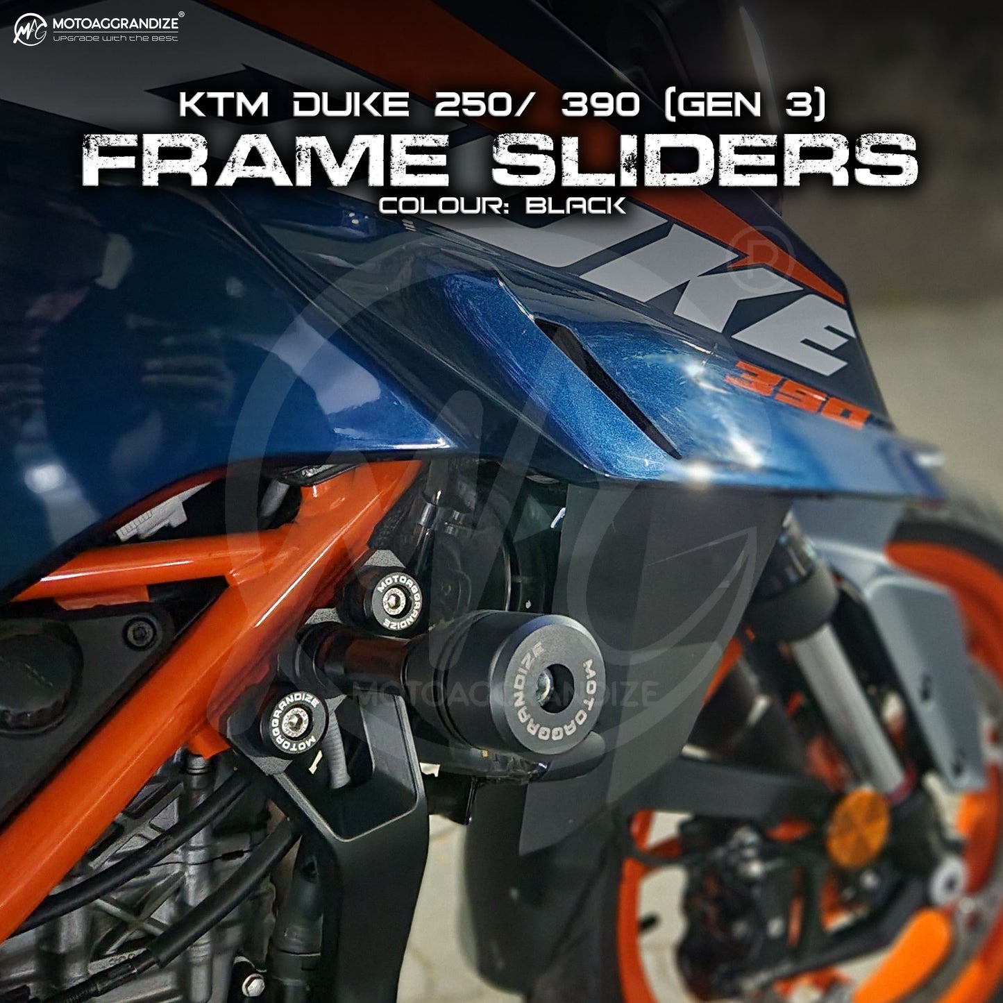 Motoaggrandize Frame sliders/ Crash Protectors for KTM Duke 250 | 390 Gen 3