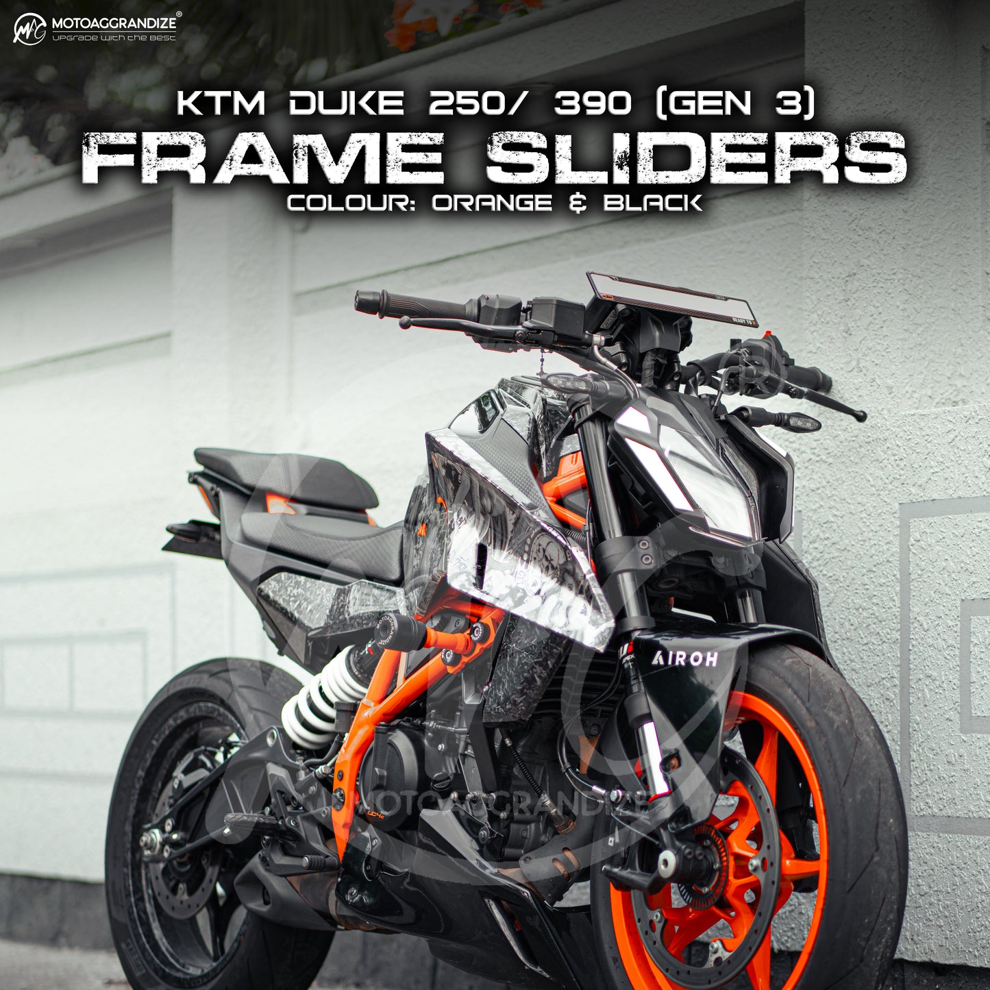 Motoaggrandize Frame sliders/ Crash Protectors for KTM Duke 250 | 390 Gen 3