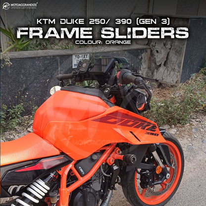 Motoaggrandize Frame sliders/ Crash Protectors for KTM Duke 250 | 390 Gen 3